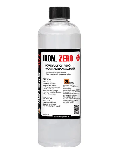 A bottle of Iron Zero iron fallout remover