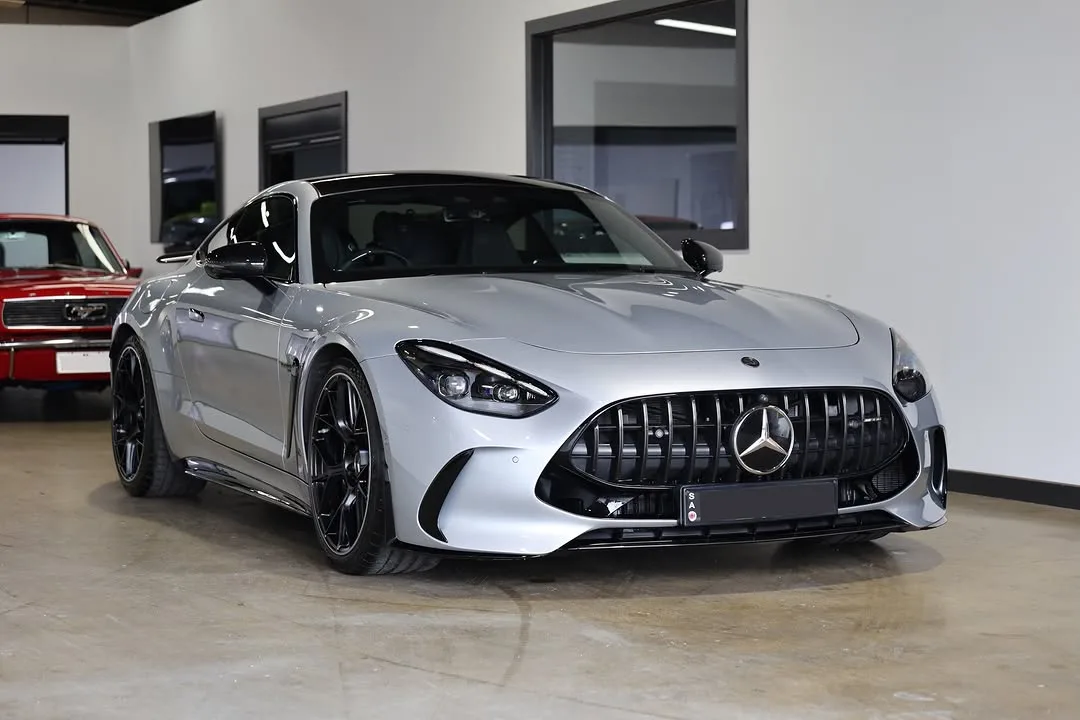 A silver Mercedes-AMG GT 63 Pro in the studio