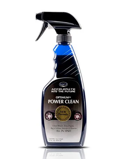 A spray bottle of Optimum Power Clean